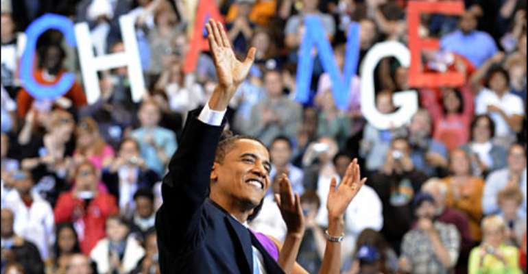 Barack Obama campaigning ahead of the historic election